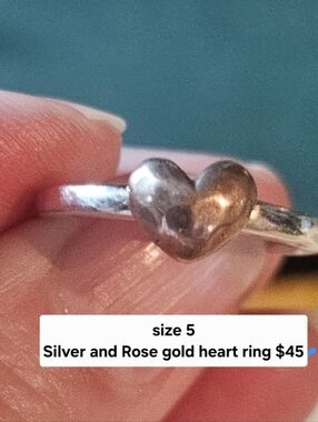 Silpada Silver Heart Ring with Rose-Tone Accent